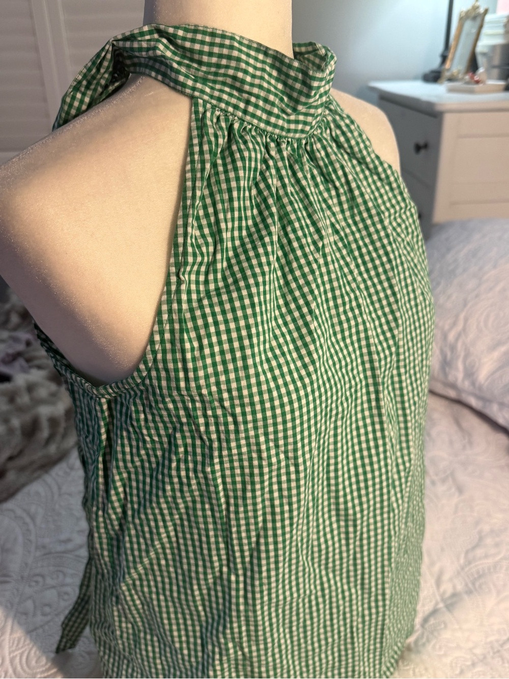 J. Crew Green Gingham Halter Neck Blouse - Picture 11 of 11